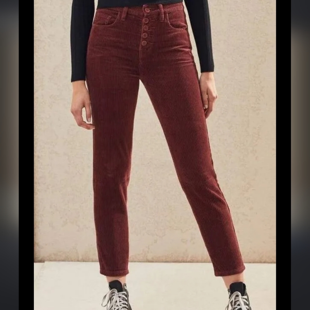 PaCsun Vintage Icon Corduroy Crop Pants Jeans Wine Grape Mid Rise Size 27